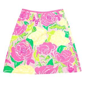 Lilly Pulitzer Reversible Wrap Skirt High Rise Floral Pink Multi Womens Size 2